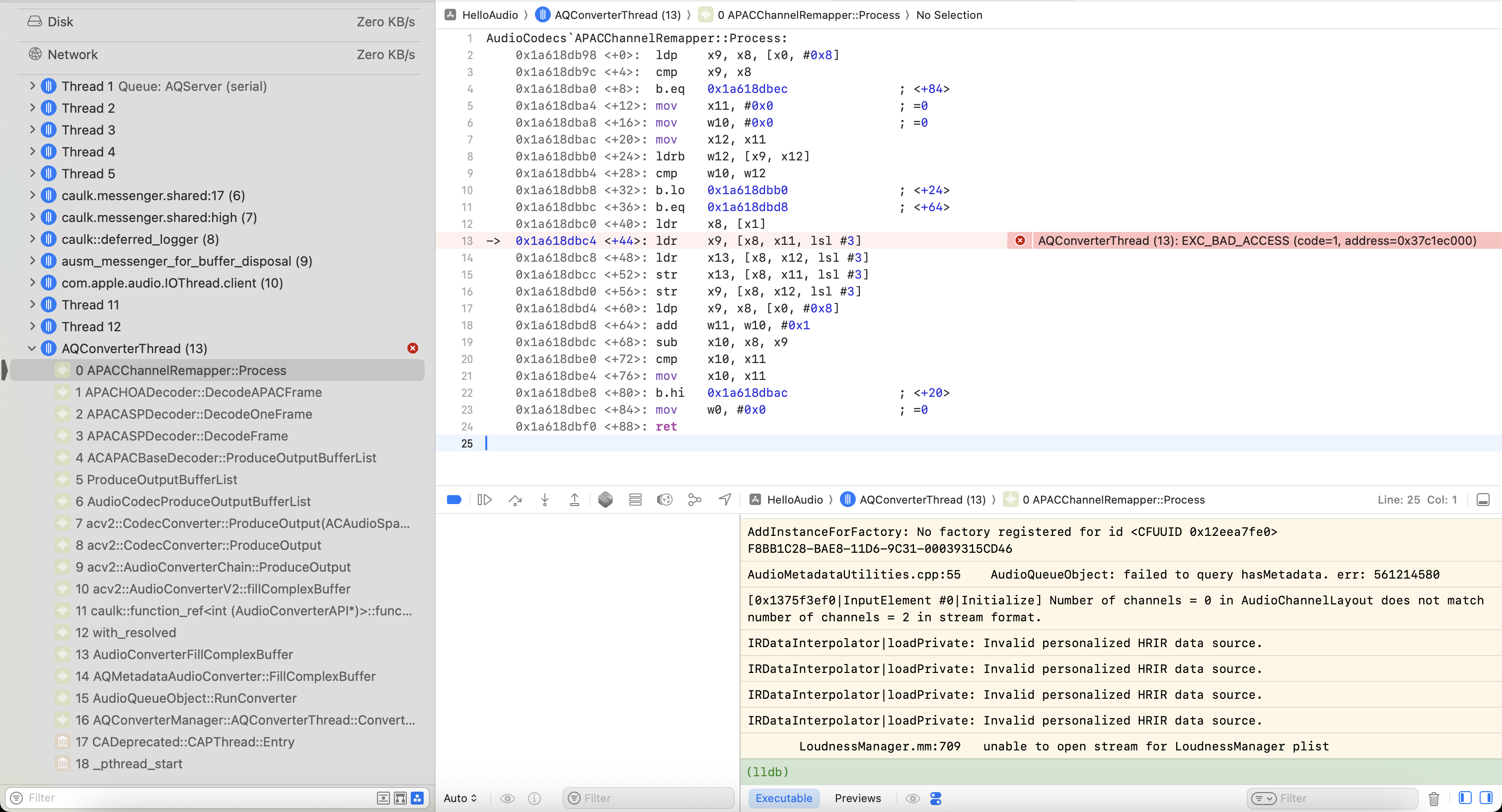 Guard Malloc showing invalid read
